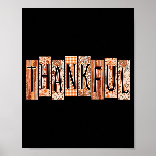 Thankful Coquette Bow Floral Cute Thanksgiving Aut Poster (Front)