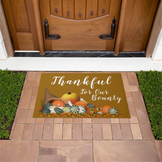 Thankful Cornucopia Thanksgiving   Doormat (Outdoor)