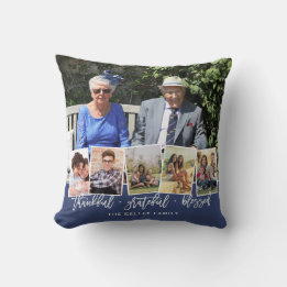 Thankful Custom Colour Personalised 6 Photo Collag Cushion