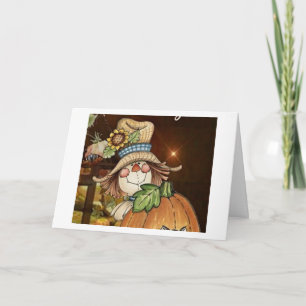 THANKFUL CUTE SCARECROW=THANKFUL FOR FRIENDSHIP HOLIDAY CARD