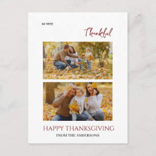 Thankful Elegant Happy thanksgiving family 2 photo Holiday Postcard
