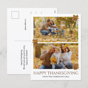 Thankful Elegant Happy thanksgiving family 2 photo Holiday Postcard
