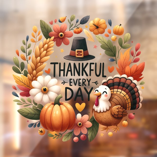 Thankful Every Day Turkey Window Cling (Sheet 2)