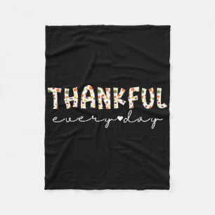 Thankful Everyday Fall Leaves Thanksgiving Autumn Fleece Blanket