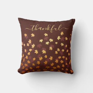 Thankful Fall Autumn Leaves Thanksgiving Cushion