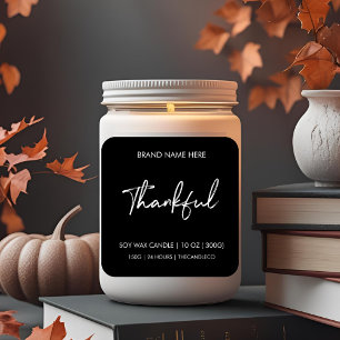 Thankful Fall Candle Label Sticker   Custom Autumn