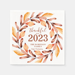 Thankful Fall Leaves Personalised Thanksgiving Napkin