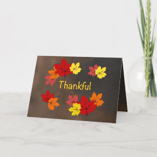 Thankful, Fall Maple Leaves Holiday Card