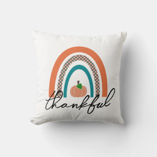 Thankful Fall Rainbow Throw Pillow