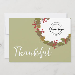 Thankful Fall theme business logo thanksgiving Thank You Card