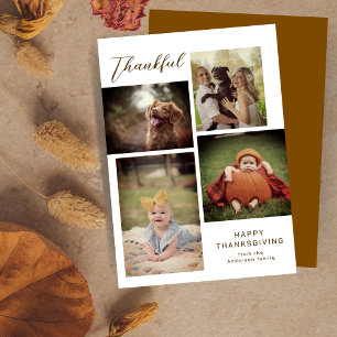 Thankful Family Collage Modern Thanksgiving Photo  Holiday Card