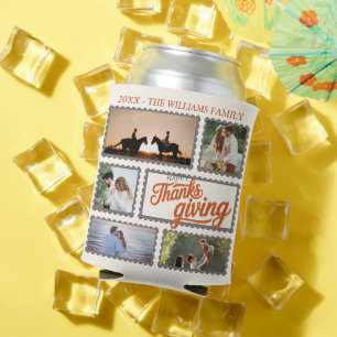 Thankful Family Thanksgiving Photo Collage Party Can Cooler