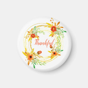 Thankful floral wreath magnet