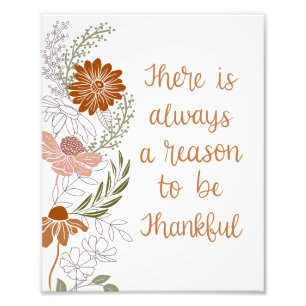 Thankful Flowers and Leaves  Photo Print