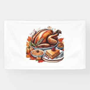 Thankful & Fly Turkey – Colorful Urban Cartoon Ove Banner