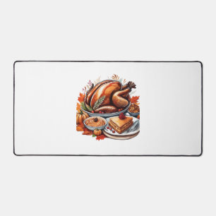 Thankful & Fly Turkey – Colorful Urban Cartoon Ove Desk Mat