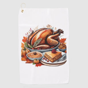 Thankful & Fly Turkey – Colorful Urban Cartoon Ove Golf Towel