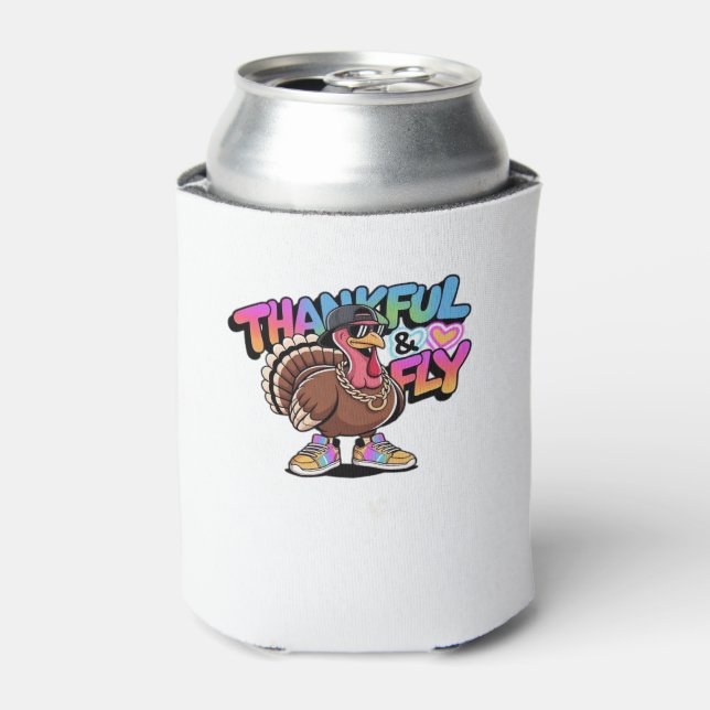 Thankful & Fly Turkey � Colourful Urban Cartoon Ov Can Cooler (Can Front)