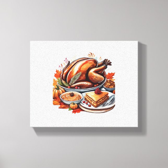 Thankful & Fly Turkey – Colourful Urban Cartoon Ov Canvas Print (Front)