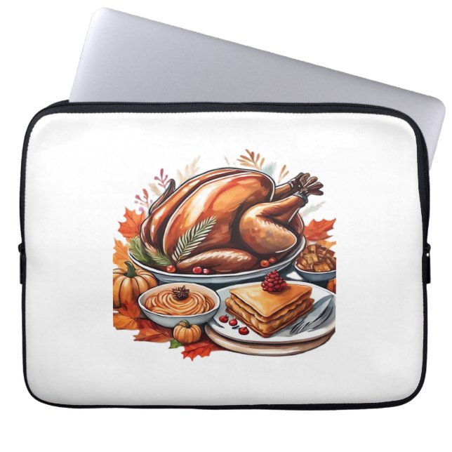 Thankful & Fly Turkey – Colourful Urban Cartoon Ov Laptop Sleeve (Front)