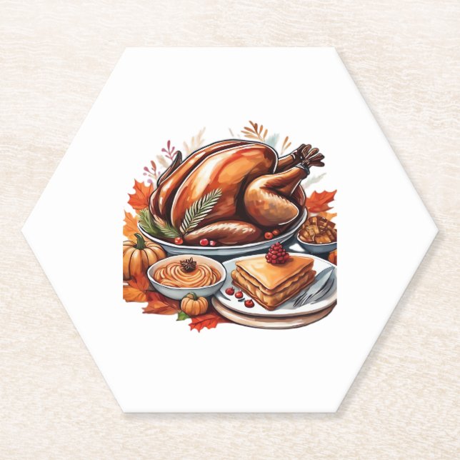 Thankful & Fly Turkey – Colourful Urban Cartoon Ov Paper Coaster (Front)