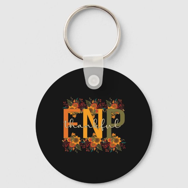 Thankful FNP Thanksgiving Family Nurse Practitione Key Ring (Front)