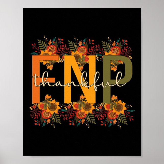 Thankful FNP Thanksgiving Family Nurse Practitione Poster (Front)