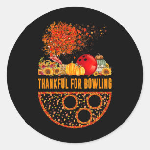 Thankful For Bowling Ball Pumpkins Fall Tree Thank Classic Round Sticker