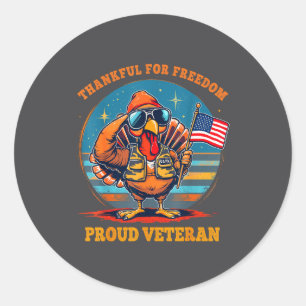 Thankful For Dom – Proud American Veteran Thanksgi Classic Round Sticker