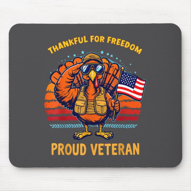 Thankful For Dom Proud Veteran Patriotic Thanksgiv Mouse Mat (Front)