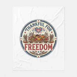 Thankful For Freedom Patriotic Patriotic Thanksgiv Fleece Blanket