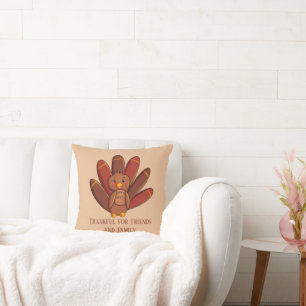 Thankful for Friends and Family add text turkey Cushion