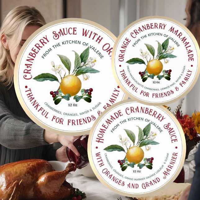 Thankful for Friends & Family Cranberry Marmalade  Classic Round Sticker (Creator Uploaded)