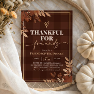 Thankful for Friends Gold Friendsgiving Party Invitation