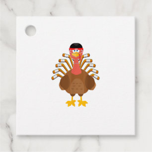 thankful for hockey thanksgiving Funny Turkey Ice Favour Tags