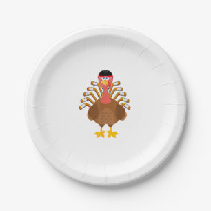 thankful for hockey thanksgiving Funny Turkey Ice Paper Plate