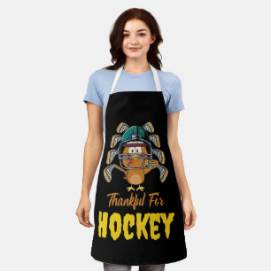 Thankful For Hockey Turkey Thanksgiving Apron