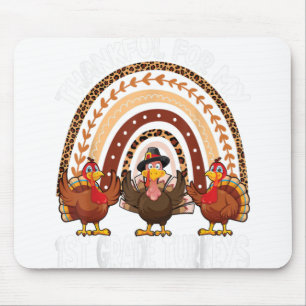 Thankful for My 1st Grade Turkeys Thanksgiving Tea Mouse Mat