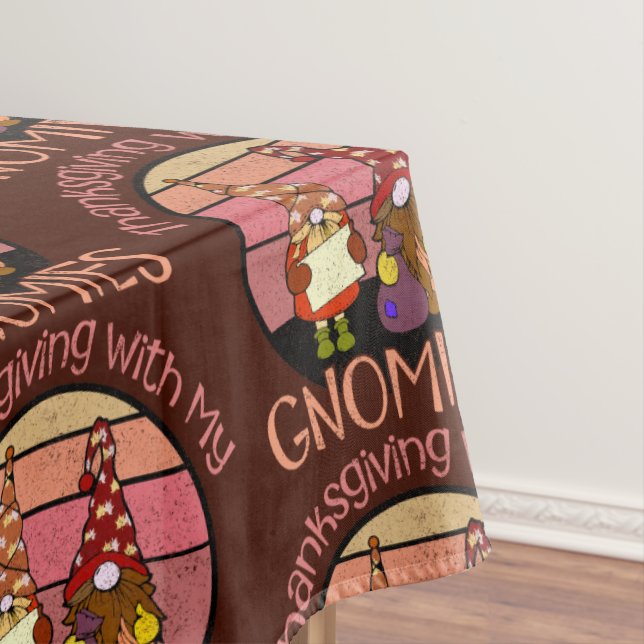 Thankful For My Gnomies Funny Thanksgiving Autumn Tablecloth (In Situ)