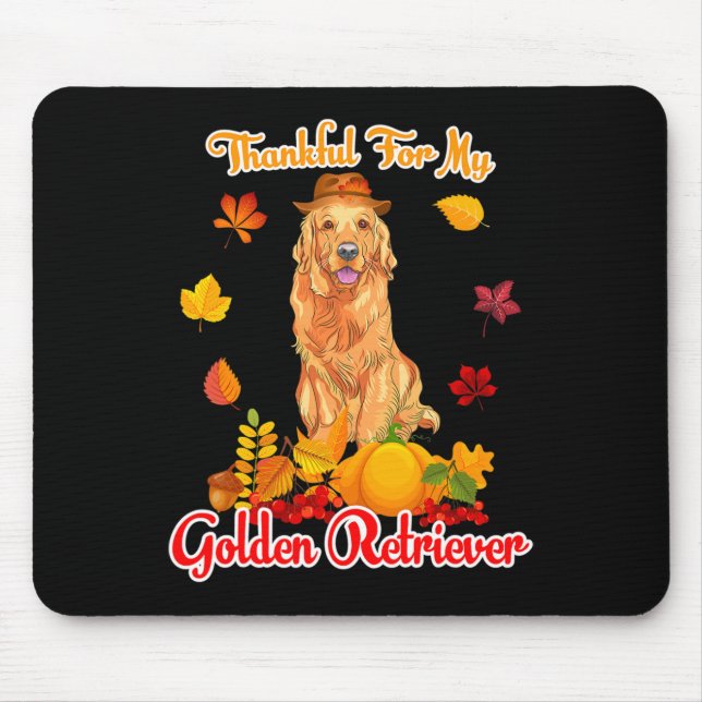 Thankful For My Golden Retriever Thanksgiving Pump Mouse Mat (Front)