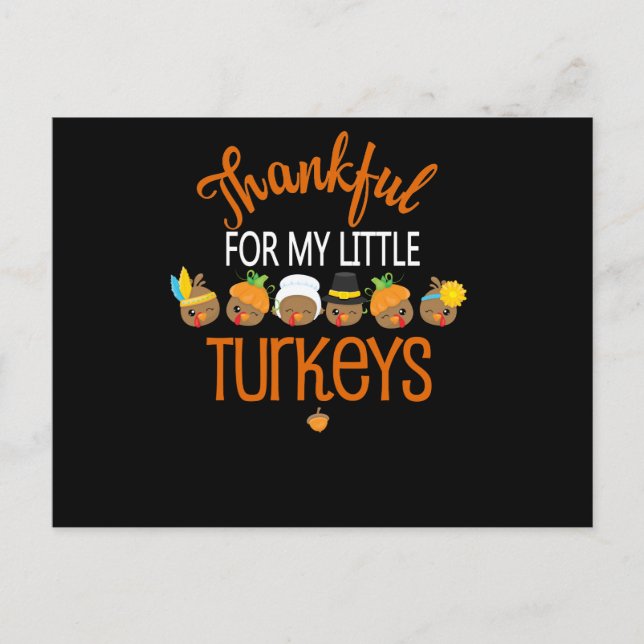 Thankful For My Little Turkeys Mum Grandma Postcard (Front)