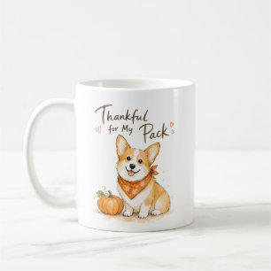 Thankful For My Pack Watercolor Corgi Coffee Mug