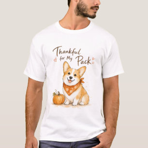 Thankful For My Pack Watercolor Corgi T-Shirt