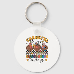 Thankful For My Second Grade Turkeys Thanksgiving Key Ring