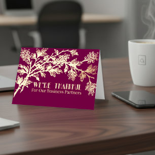 Thankful for Our Business Partners Thanksgiving Foil Holiday Card
