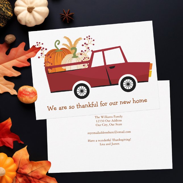 Thankful for Our New Home Cute Thanksgiving Moving Announcement (Creator Uploaded)