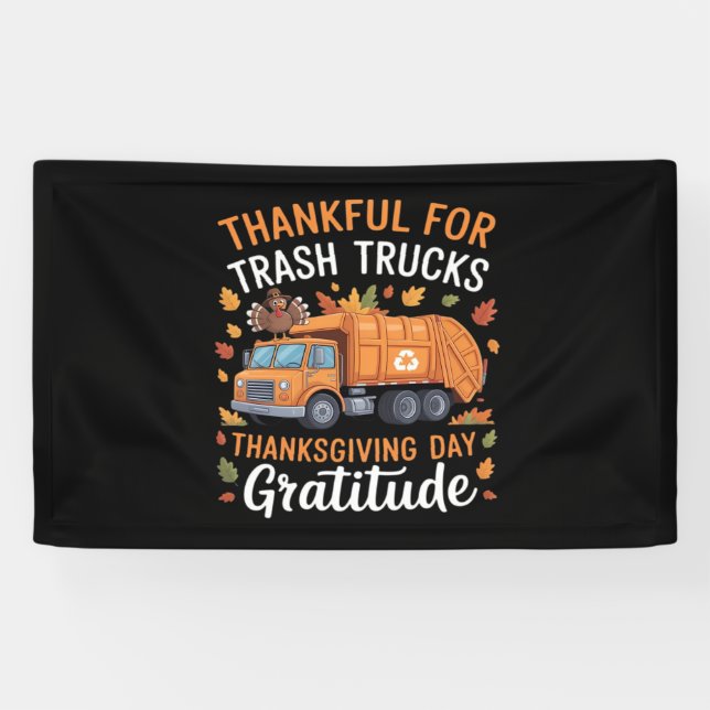 Thankful for Recycle Truck Thanksgiving Day Garbag Banner (Horizontal)