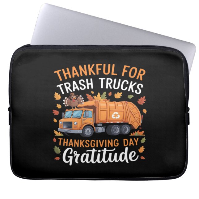 Thankful for Recycle Truck Thanksgiving Day Garbag Laptop Sleeve (Front)