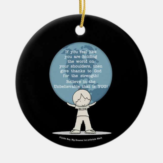 Thankful for Strength Ceramic Tree Decoration (Front)