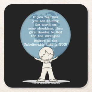 Thankful for Strength Square Paper Coaster